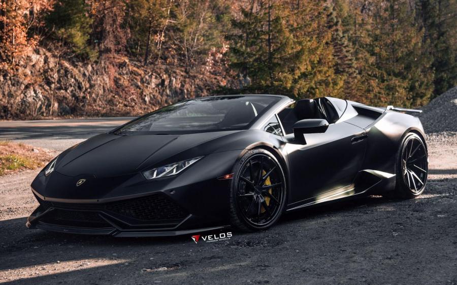 Lamborghini Huracan LP610-4 Spyder Matte Black on Velos Wheels (VLS01) '2019